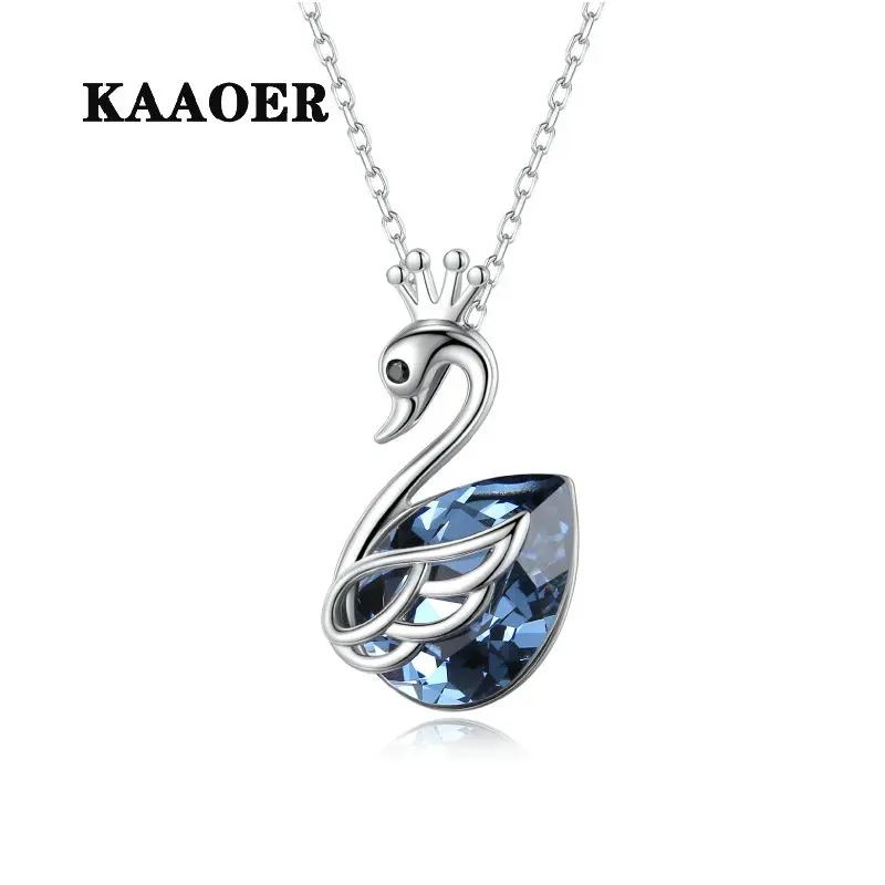 

KAAOER 2022 Новинка 100% S925 новое ожерелье для женщин с подходящей ко всему цепочкой до ключиц Высококачественная Хрустальная корона Лебедь высок...