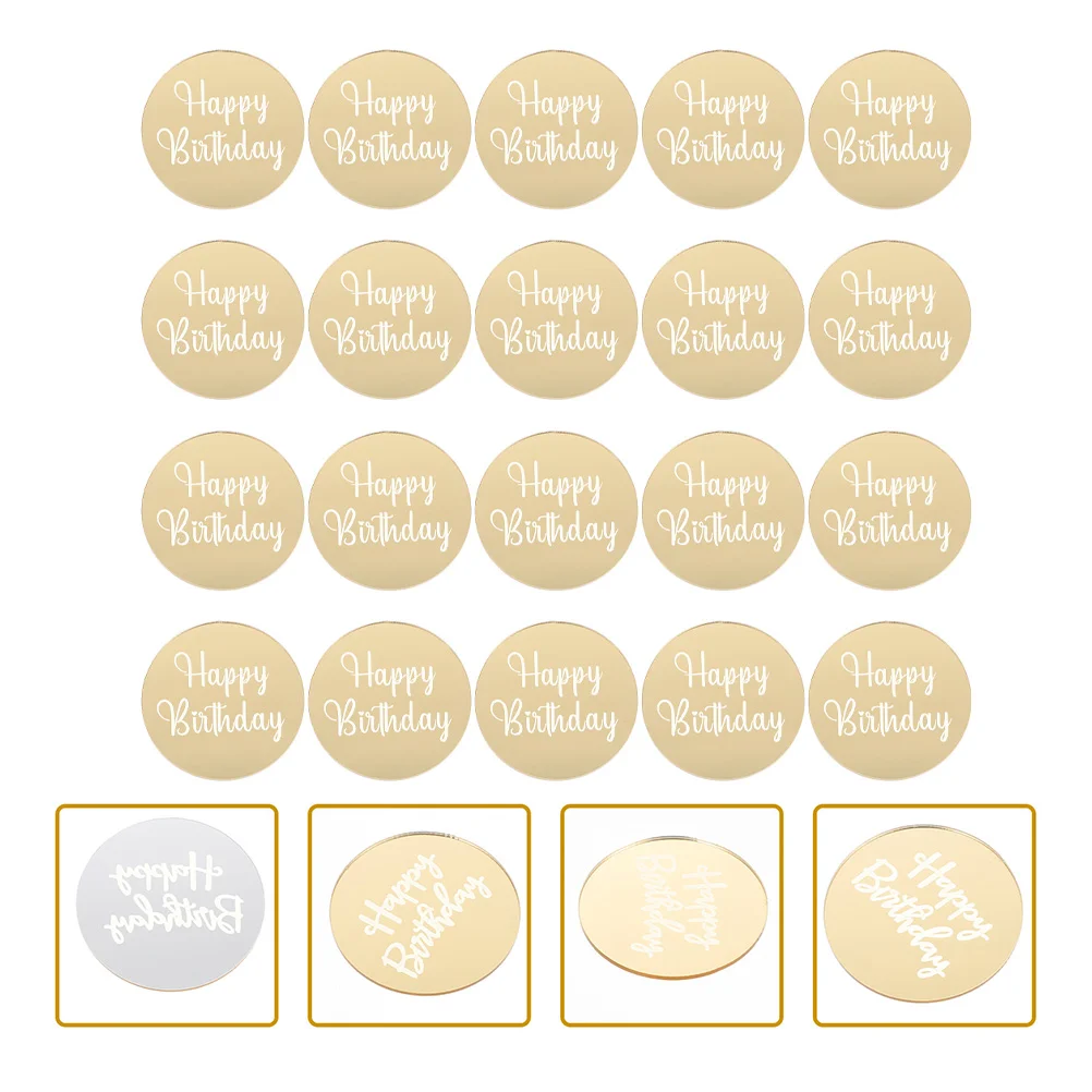 

20 Pcs Birthday Cake Decoration Round Cake Pan Birthday Cake Pick CD Cupcake Decoration Acrylic Cake Toothpick Child
