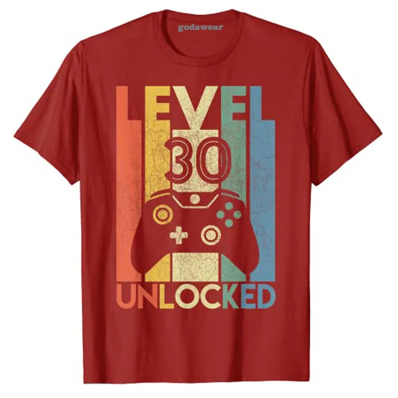 Разблокированная рубашка уровня 30 забавный видеогеймер подарок на 30-й день