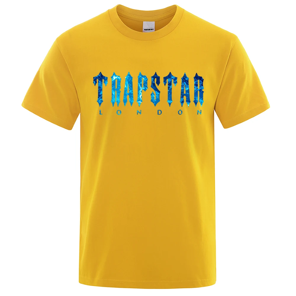 

Trapstar London Undersea blue Printed T-Shirt men Summer Breathable Casual Short Sleeve Street Oversized Cotton Brand T Shirts