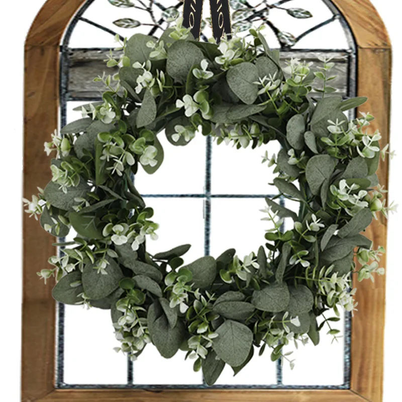 

White Simulation Wreath For Rustic Romantic Wedding Eucalyptus Garland Door Decor Flowers For Mr and Mrs Love Weeding