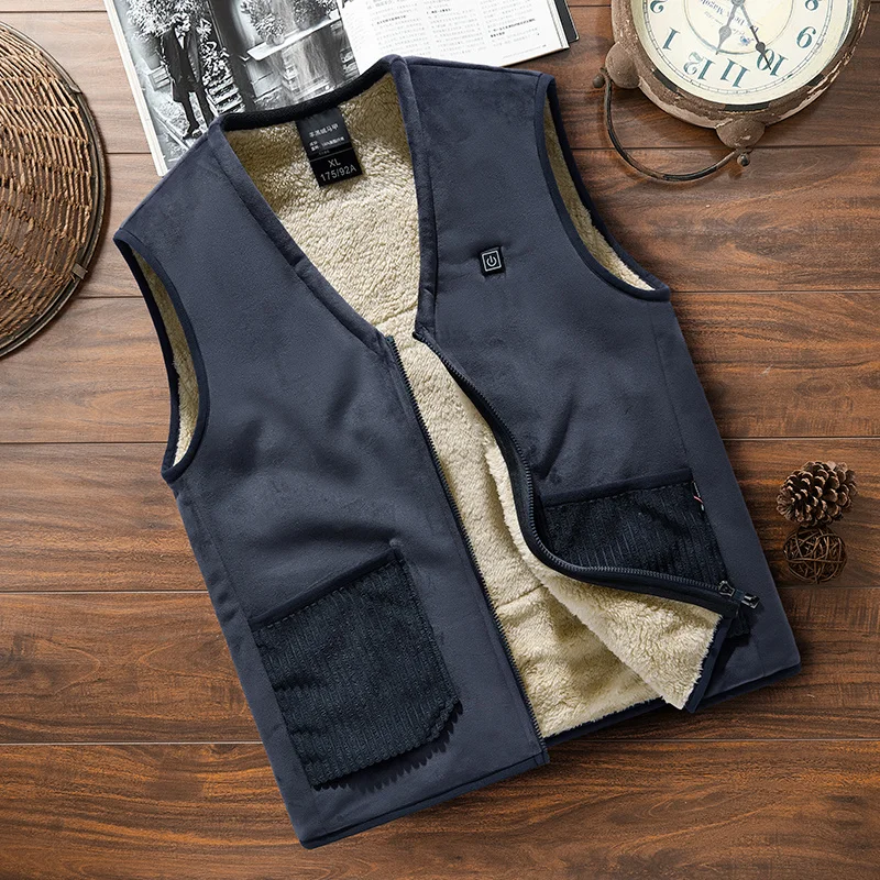 

Mens Intelligent Charging Heating Vests Men Lamb Cashmere Waistcoat Male Winter Warm Heating Lamb Cashmere Vest Mens Fleece Vest