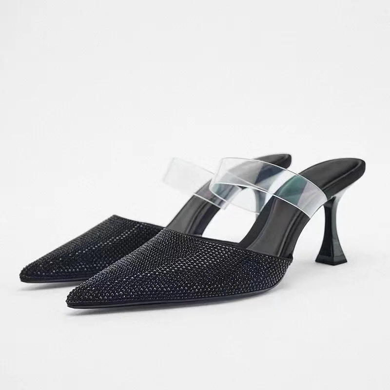 

Сандалии женские на высоком каблуке, босоножки из экокожи, обувь на шпильке, модные туфли-лодочки, лето 2023