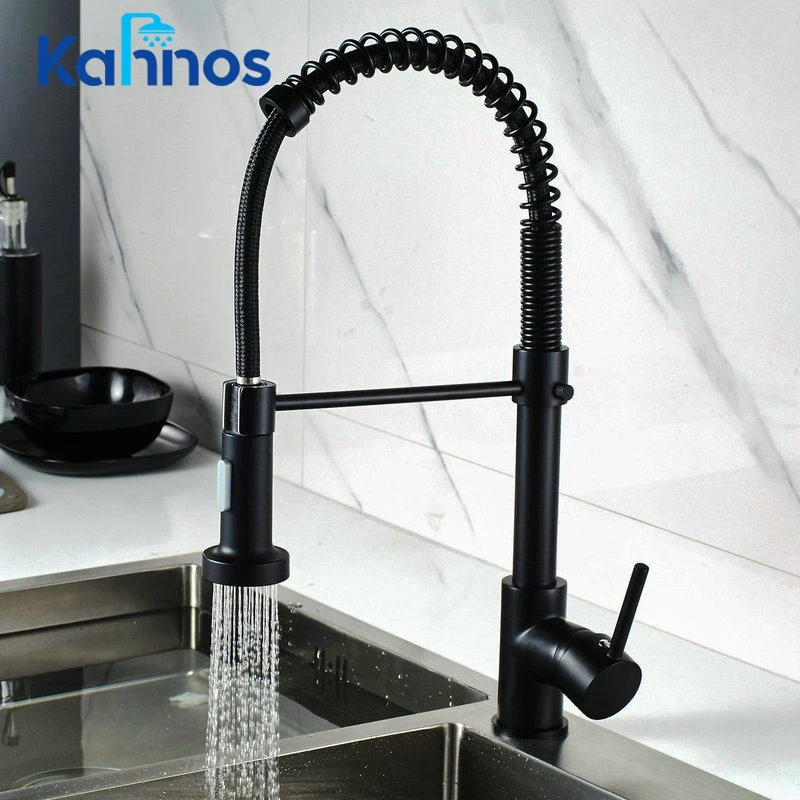 

Black Kitchen Faucets Deck Mounted Mixer Tap 360 Degree Rotation Stream Sprayer Hot Cold Water Mixer Taps Kitchen Sink Faucet