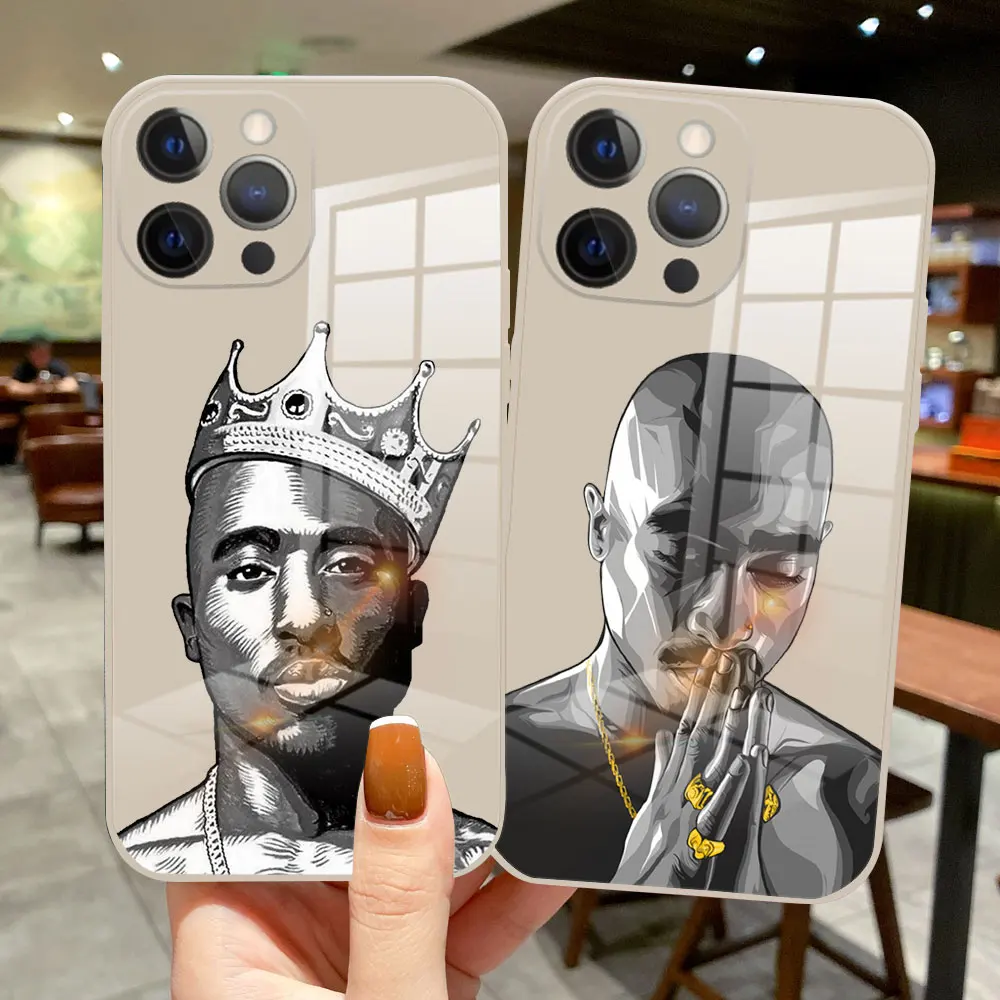 

Tupac 2Pac Amaru Shakur Glass silicone Phone Cases for iPhone 11 12 13 Pro Max Mini XS XR XS Max 7 8 Plus SE2 cover funda shell