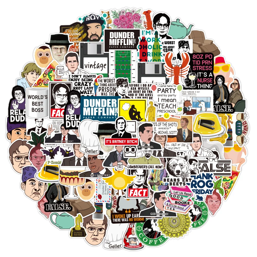 103050pcs american drama office character stickers graffiti stickers phone case luggage laptop creative diy stickers wholesale free global shipping