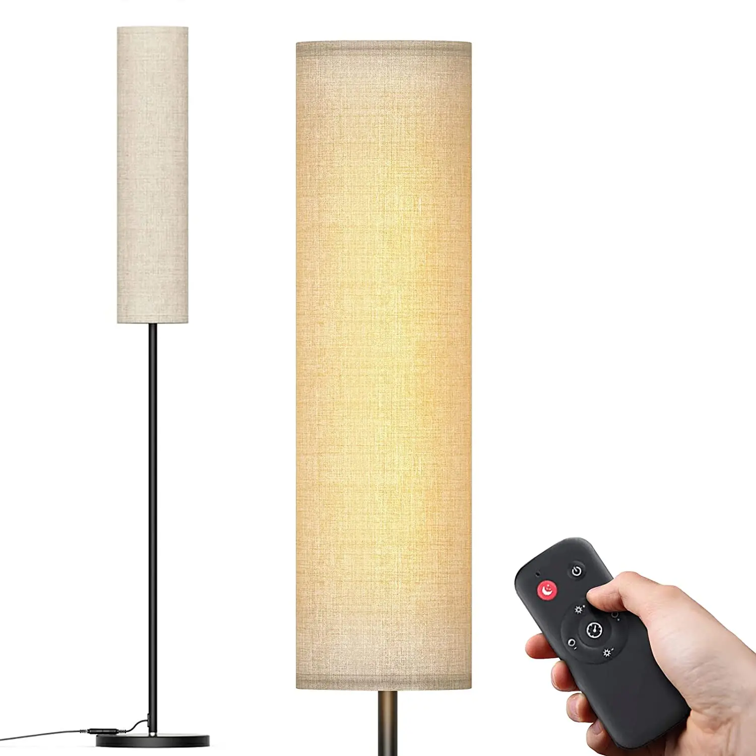 

HMTX 65" LED Floor Lamp for Living Room with Fabric Lamp Shade 2800K-7000K and Remote & Touch Control