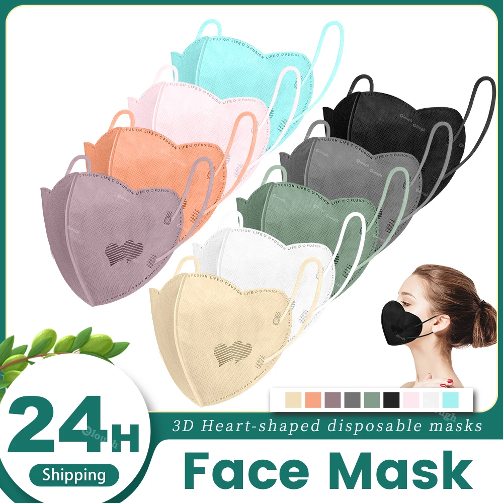 

Heart Shape Disposable Face Mask Adult Morandi 3D Protective Mascarillas 3 Layers Black Fabric Filter Masque Noir Mouth Maske