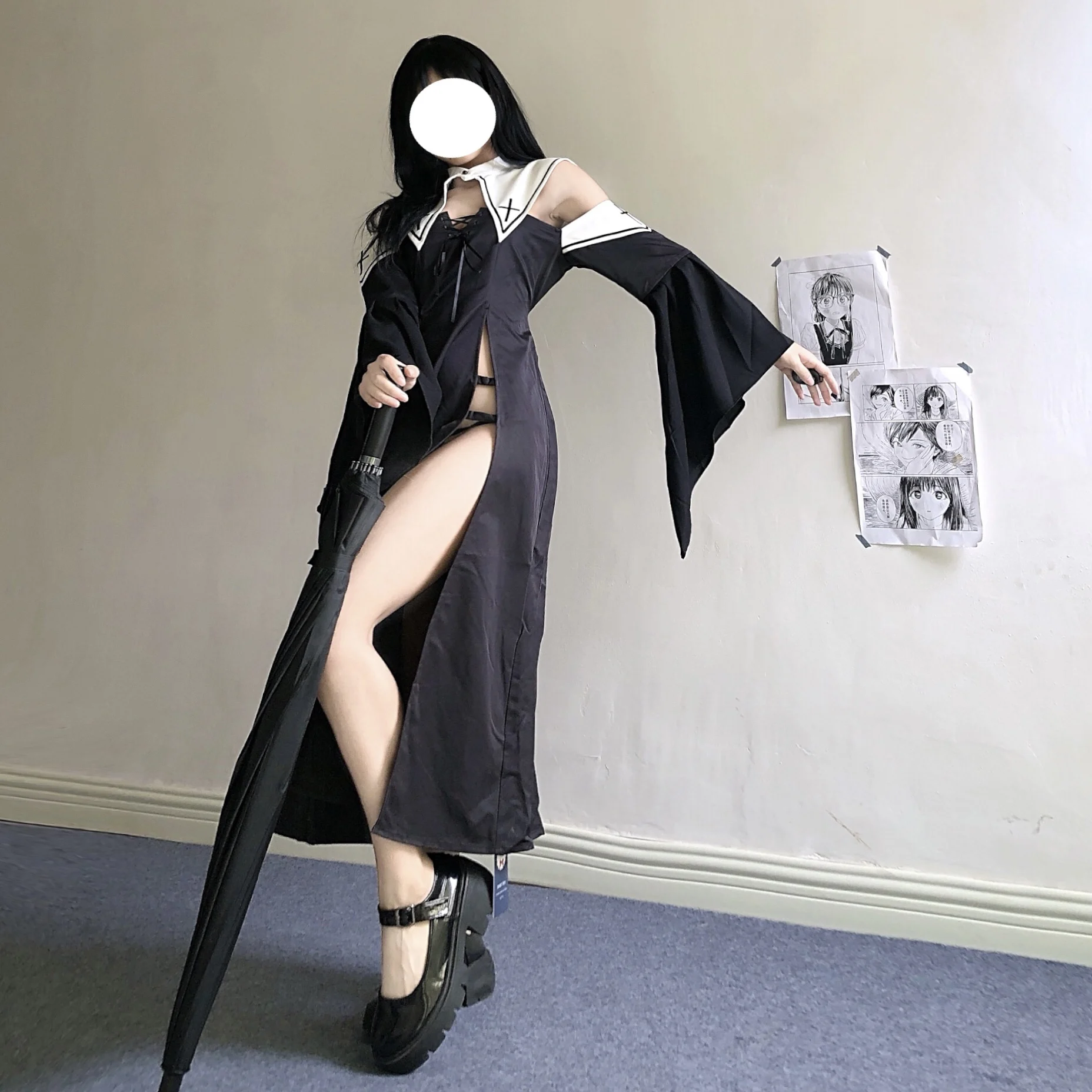 Женская ночная сорочка без бретелек с разрезом открытой грудью - купить по