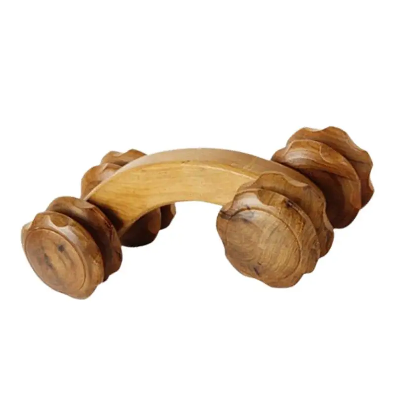 

Massager For Body Natural Carbonized Wood Scraping Roller Ball 4 Wheels Balls Massager SPA Therapy Tool Point Treat Guasha