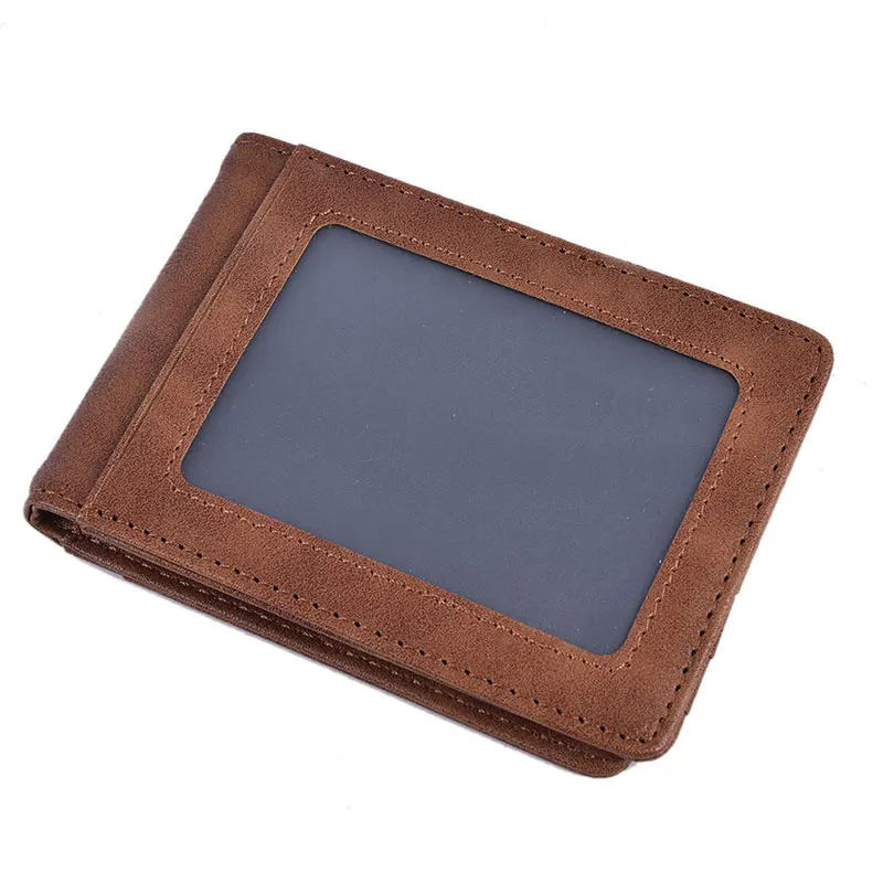 RFID мужской кожаный тонкий двойной зажим для денег кошелек передний карман