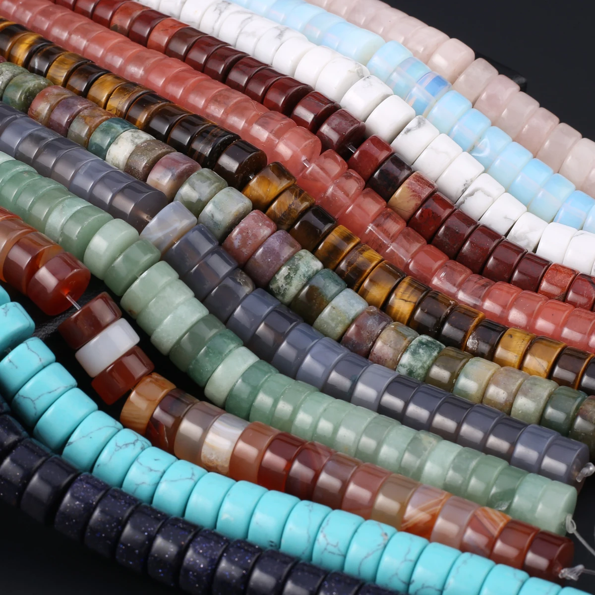 

Natural Stone Beads Round Disc Rose Quartzs Turquoises Spacer Bead for Trendy Jewelry Making Diy Necklace Bracelet Accessories