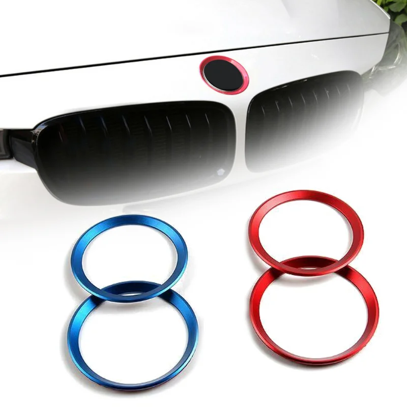 

Car Front Rear Emblem Ring Trim Circle Auto Hood Trunk Logo Surrounding Ring Badge Cover Blue/ Red Car Decor Accessories for BMW