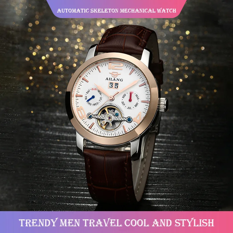 

2022 New Calendar Waterproof Automatic Men's Mechanical Watch Skeleton Business Casual Fashion Light Luxury Men's Watch