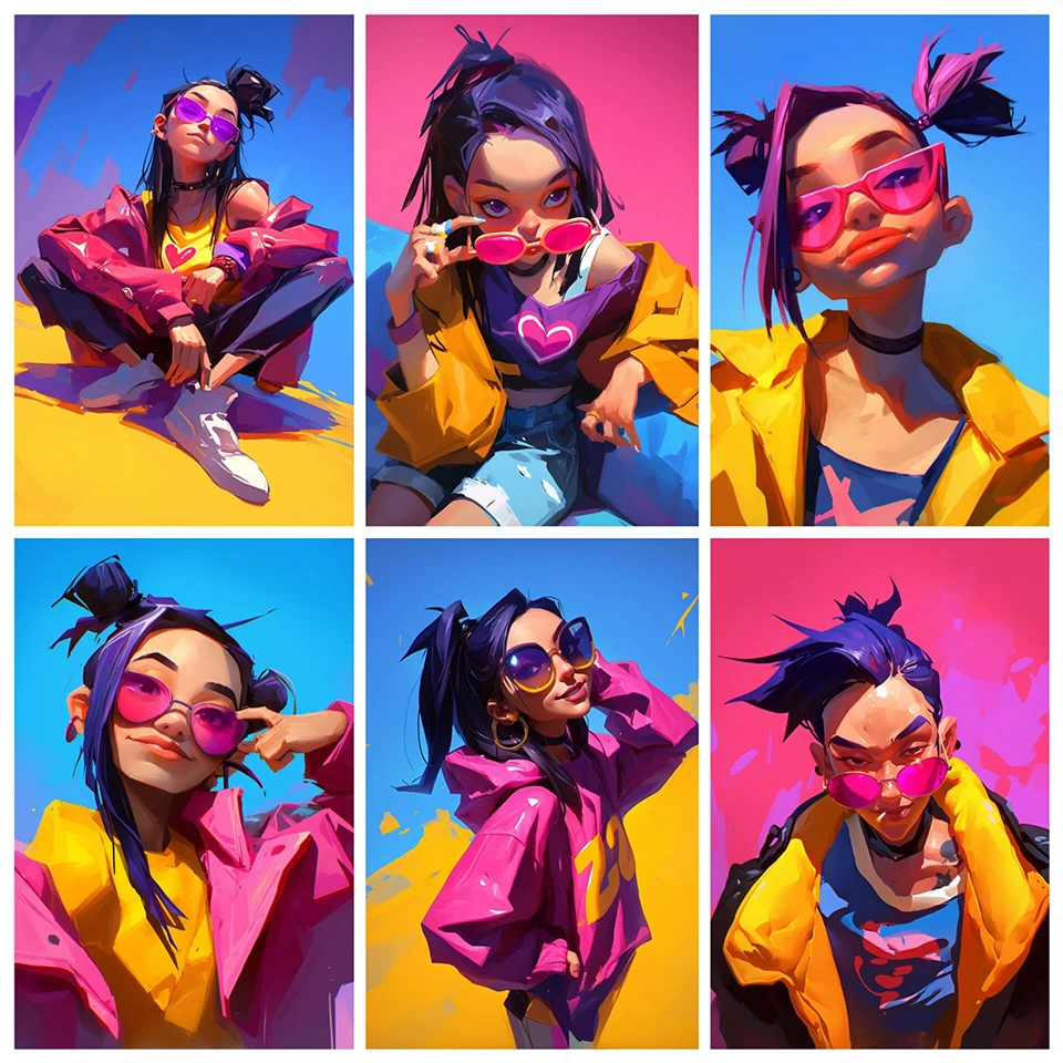 Алмазная картина милая мультяшная девушка в очках полные стразы мозаика сделай