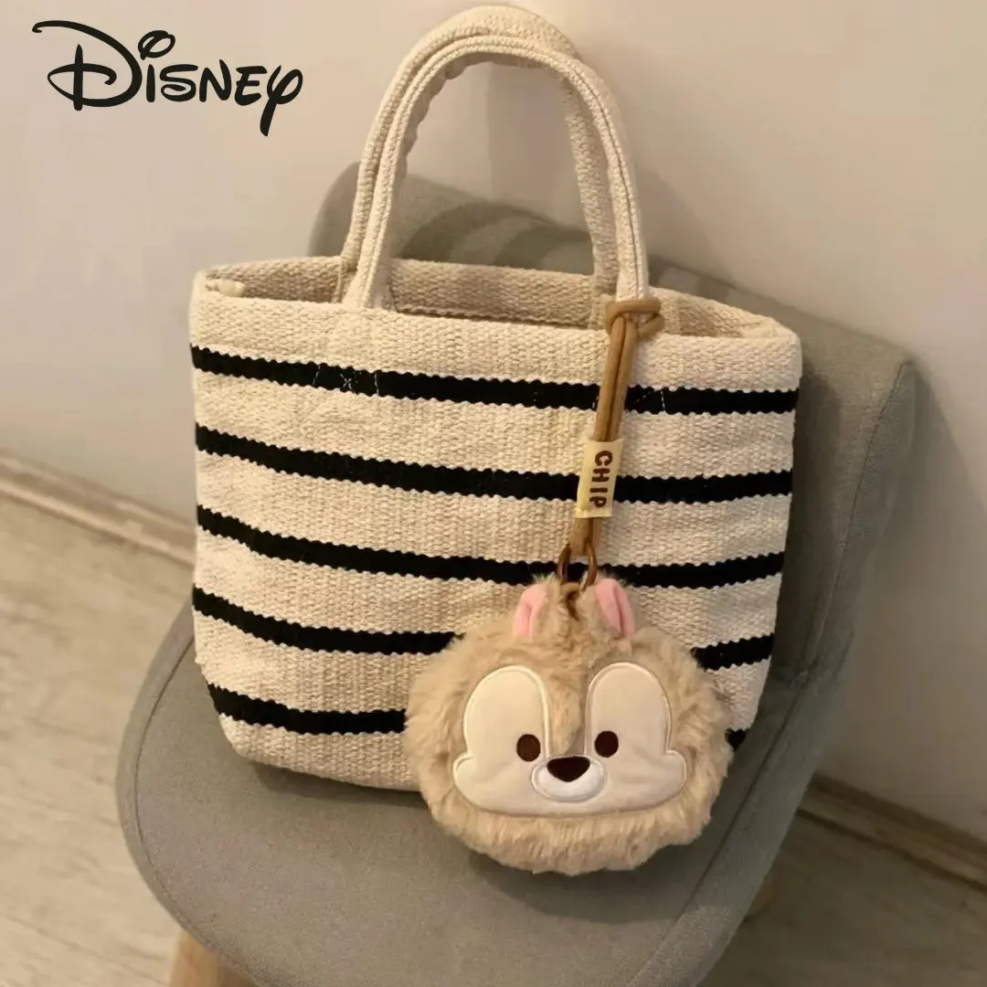 Disney 2023 New Women's Shoulder Bag High Quality Fashion Women's Handbag Cotton Thread Knitted Casual Shopping Mobile Bag