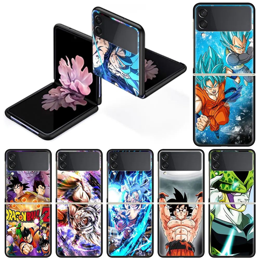 

Phone Case For Samsung Galaxy Z Flip 3 5G Black Hard Cover ZFlip3 Luxury Shockproof Bumper Cases Fundas Super Saiyan Dragon Ball