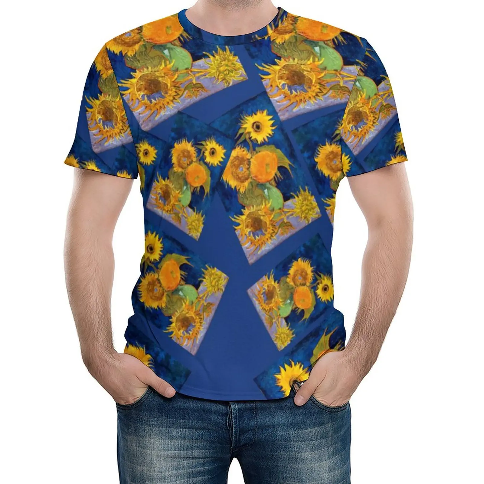 

Vincent Van Gogh T-Shirt Sunflowers Print Hippie T Shirts Short Sleeves Graphic Tops Hot Beach Basic Oversized Top Tees