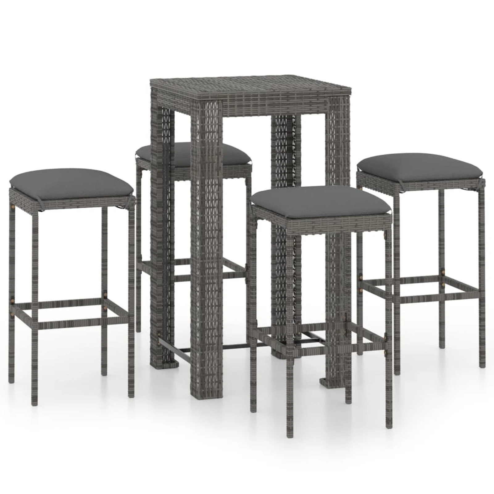 

5 Piece Garden Bar Set with Cushions Poly Rattan Gray