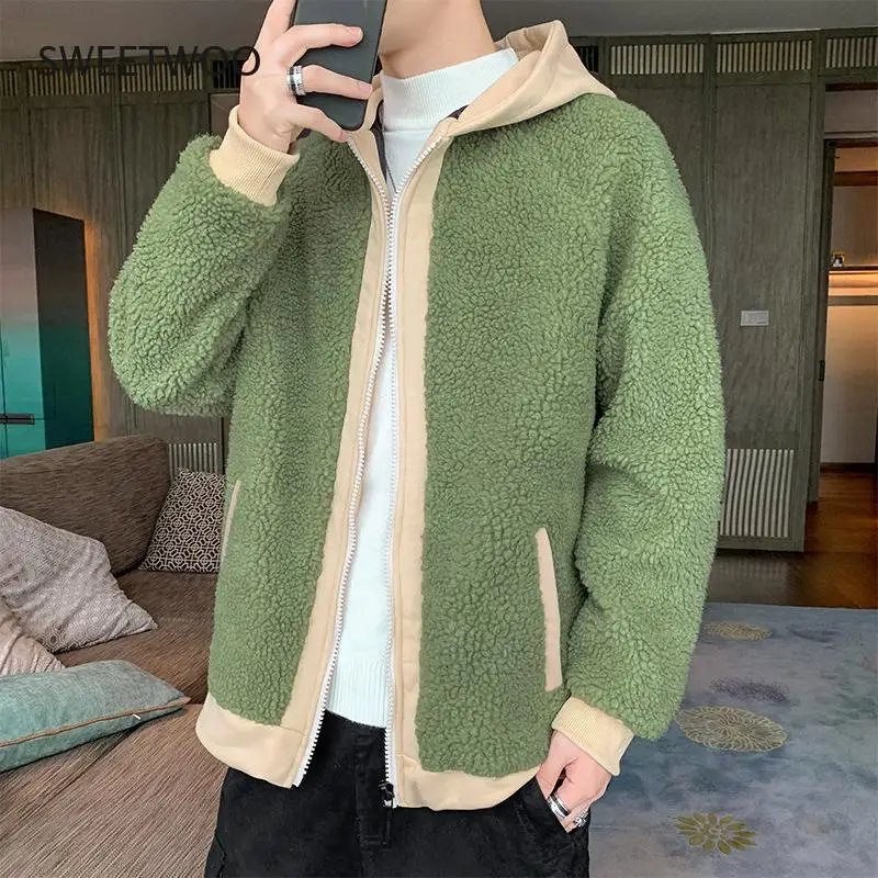 Korean Version of The New Autumn and Winter Men's Jacket Tooling Solid Color Polar Fleece All-match Outdoor Casual Jacket