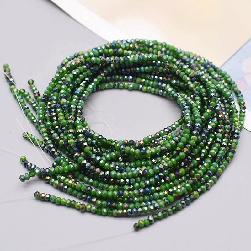 

Green color 1x2mm Rondelle Faceted Crystal Glass Beads Small Seed Beads Loose Spacer Beads for Jewelry Making DIY Necklace