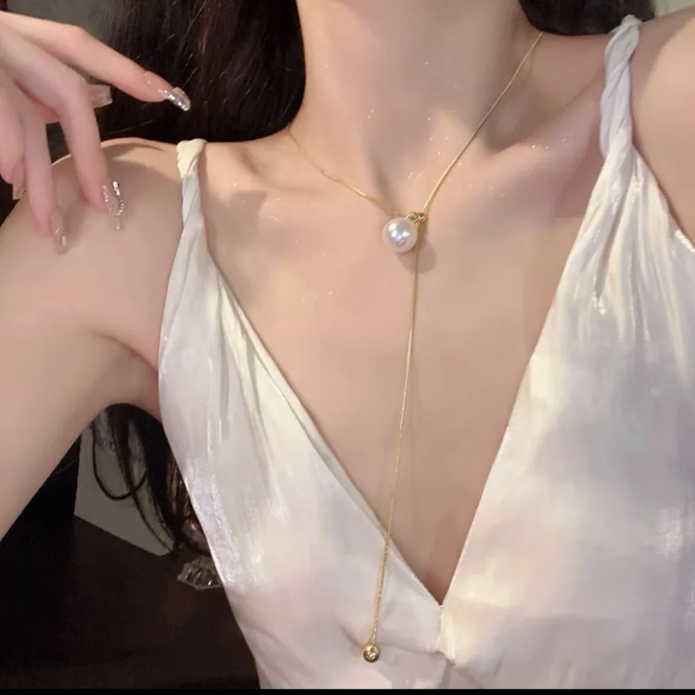 Ожерелье Spice Girl из сплава в корейском стиле элегантный серебряный свитер цепочка