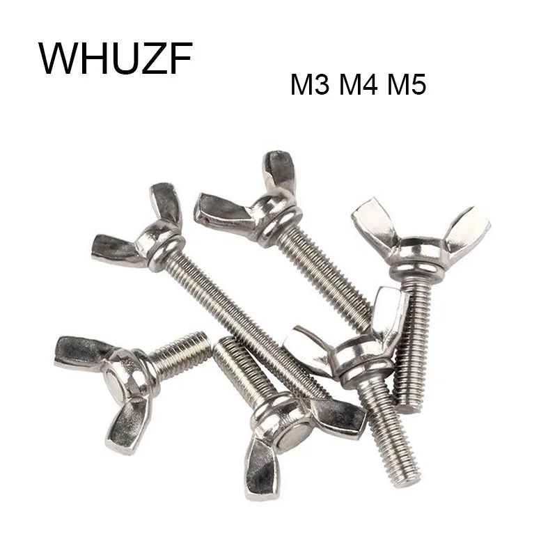 

WHUZF Free Shipping 5/10PCS Wing Bolts Butterfly Screw 304 Stainless Steel M3 M4 M5 M6 M8 M10 Wing Head Thumb Screws DIN316