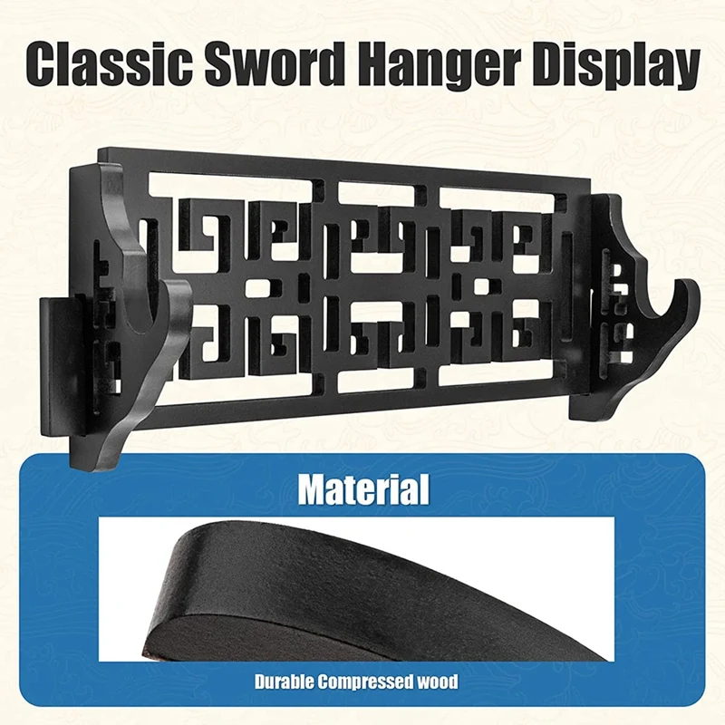 Hollow-Carved Sword Wall Mount Hook Katana Holder Display Hanger For Tanto Samurai Sword,Rapier Lightsaber,Cosplay Stand