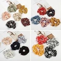 floral scrunchies hair ties rope girls ponytail holders vintage rubber band elastic hair band fashion hair accessories 1pcs