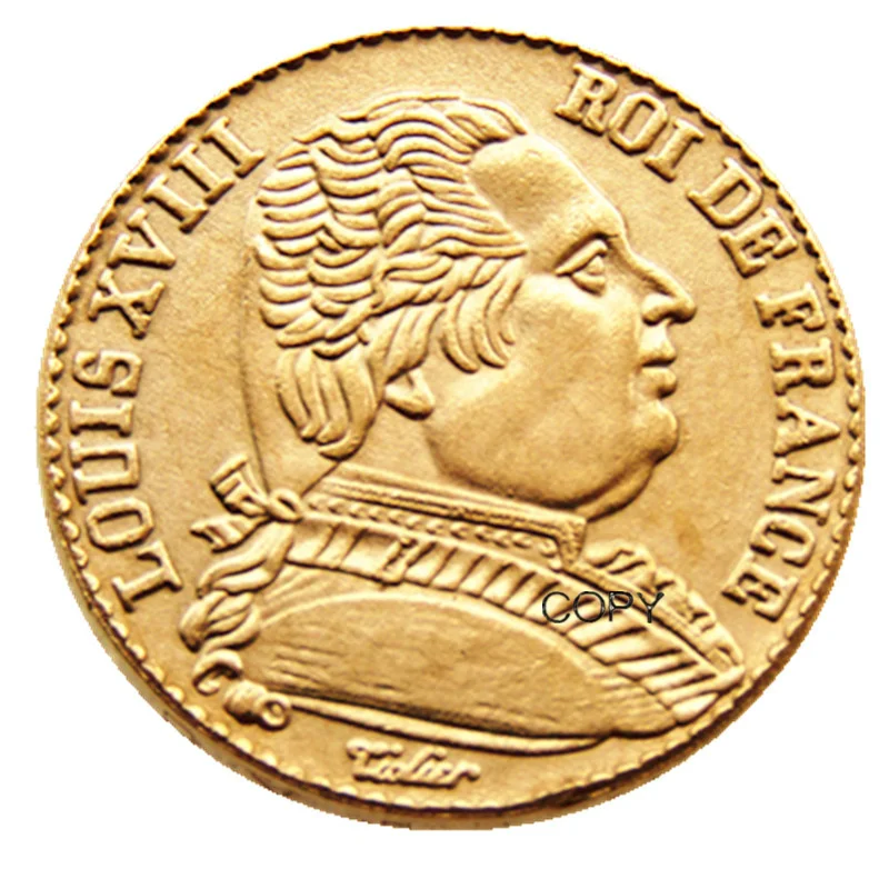 

Позолоченные копировальные монеты Louis XVIII 20 франков YYBCB