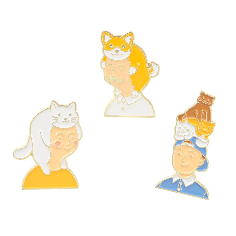 

Cat Mom Dad Animal Enamel Pins Cute Pets Cats Dogs Nurturance Series Brooch Bag Lapel Badge Cartoon Jewelry Gift for Friends
