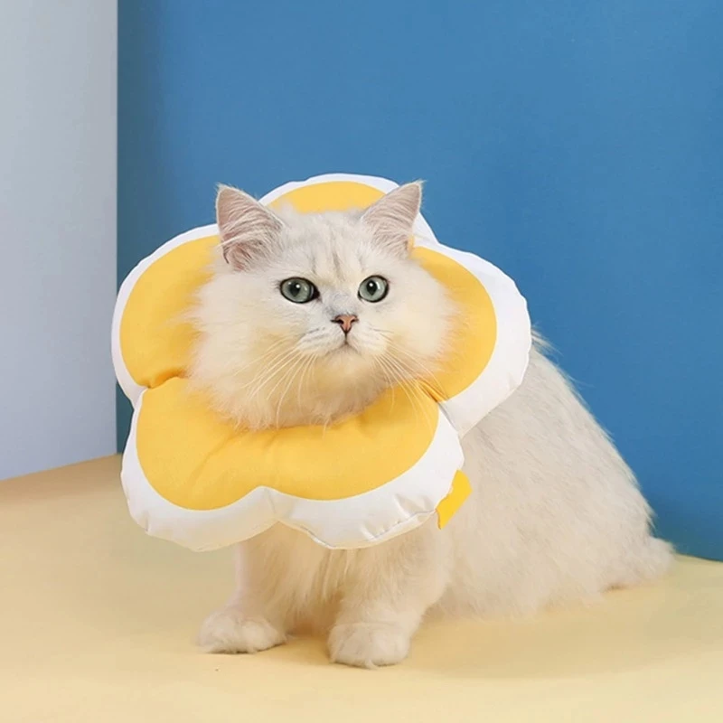 

Cute Pet Recovery Collar Waterproof Soft Adjustable Cat Protection Collars Anti-Lick Wound Healing Elizabeth Collar for Dog Cat