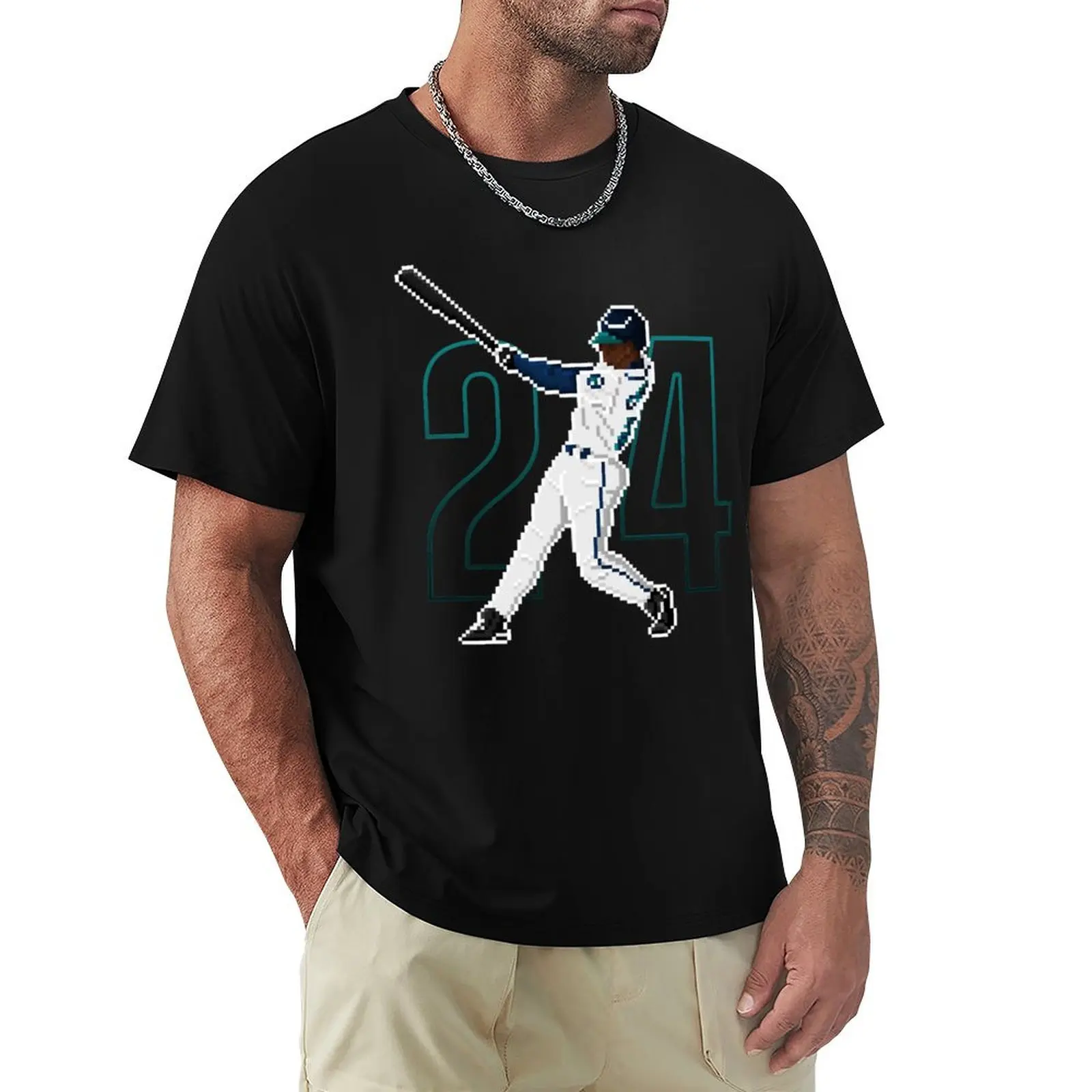 Фото Футболка Ken Griffey Jr, футболка с изображением аниме, футболка с короткими рукавами, забавные футболки, тяжелые футболки для мужчин №1