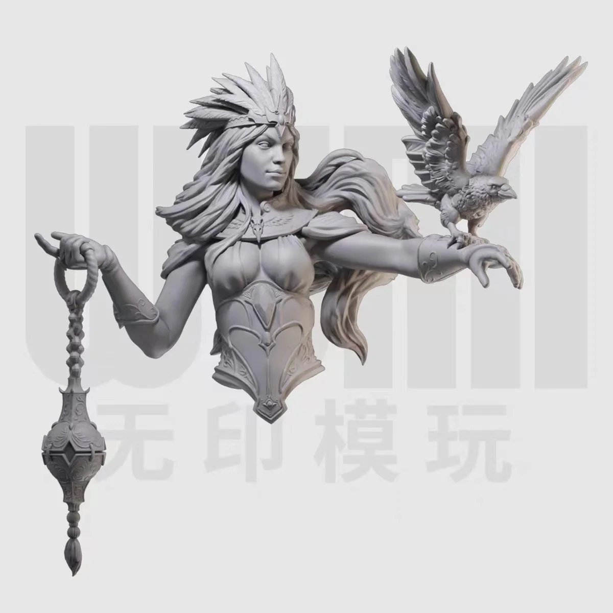 

1/10 Crow Queen Bust Western Fantasy Character Resin White Model GK figure Model