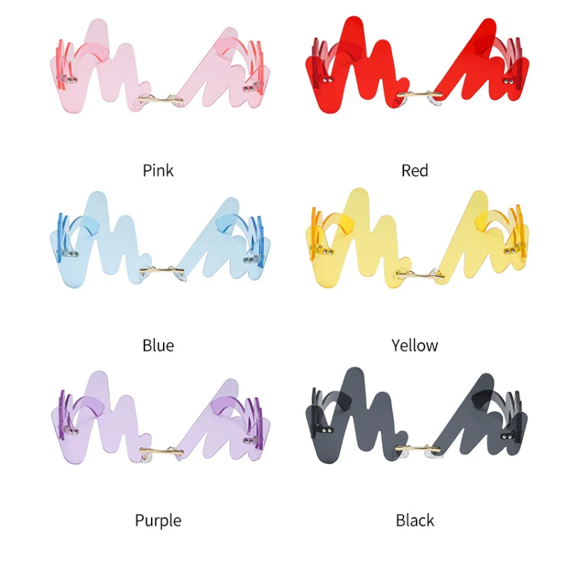 Солнцезащитные очки унисекс без оправы с красными волнами в стиле панк винтажные