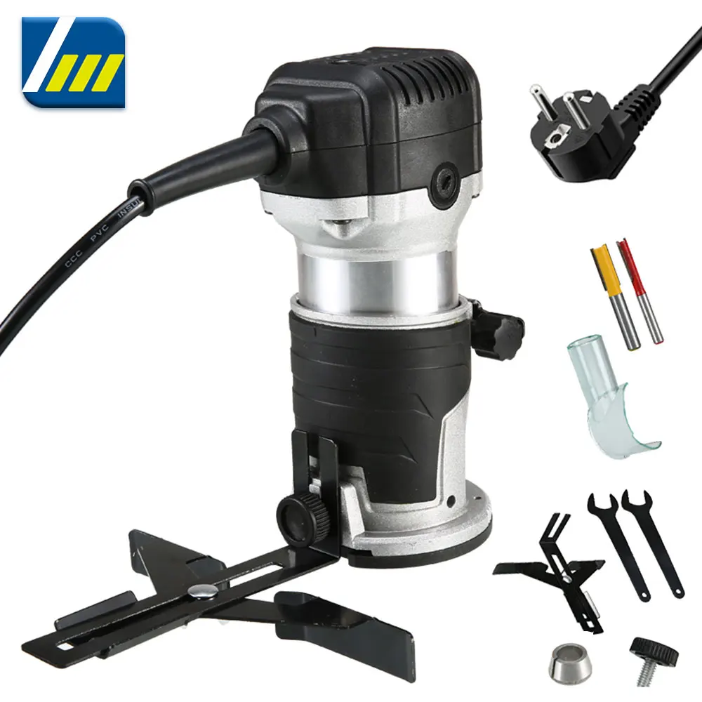 220V 2000W Wood Electric Hand Carving Machine 6.35/8mm 6 Speeds Hand Trimmer Woodworking Engraving Slotting Trimming Wood Router