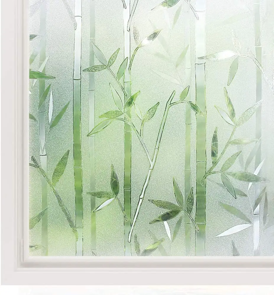 

3D Privacy Window Frosted Film Bamboo Cling Pattern Films No Glue Self Adhesive Windows Stickers for Home Office Decoration