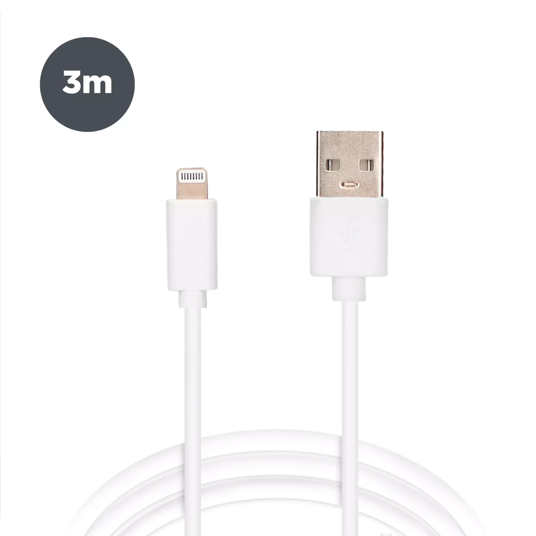 

Новый кабель 3 м, Разъемы USB и Lightning для, белый