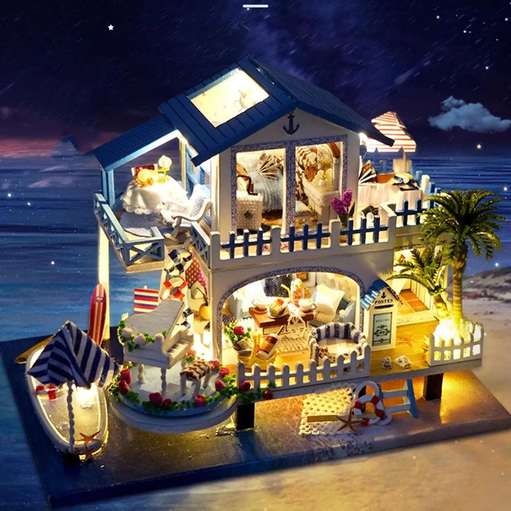

Tianyu Miniature Villa Penthouse DIY Cabin TC13 Handmade and Assembled Mini House Architectural Model Creative Wooden Toys