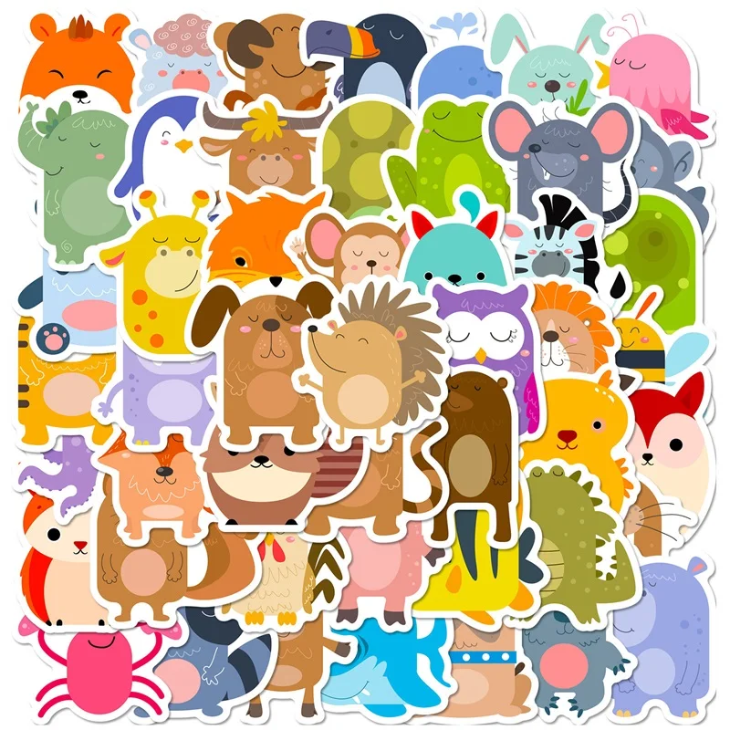 10/30/50 шт. Kawaii круглые животные ПВХ украшения наклейки для скрапбукинга эстетические детские корейские канцелярские принадлежности школьные принадлежности для детей