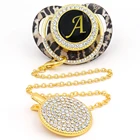 Соски соска для младенца для новорожденных держатель для пустышкиЗажим для соски, золотые бусины для соски, чехол с леопардовым рисунком, 26 дюймов, с именем и инициалами, не содержит Бисфенол А, для детского праздника