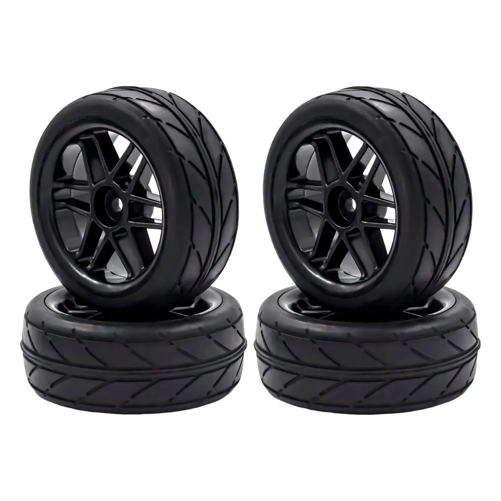 

4Pcs Rubber Tires Wheel Tires Car Wheels Rim for RC 1:10 Car Upgrade Parts
