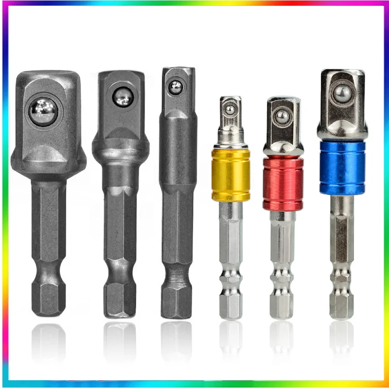 

3pcs 1/4 "3/8" 1/2 " Socket Adapter Hex Shank Drill bits Extension Rod Power Tool Accessories