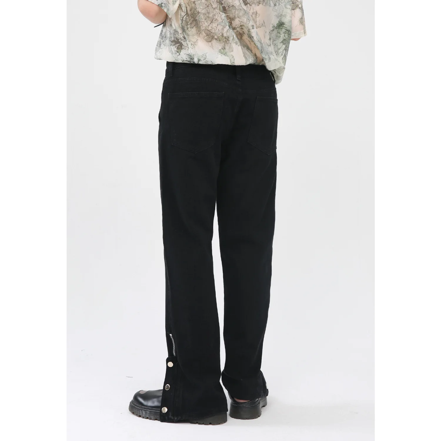 Four Seasons Men's Clothing Trousers Men's Jeans Slim Street Style Korean Zipper Slit Breasted Design Y2k Pants Ins Hot Sale