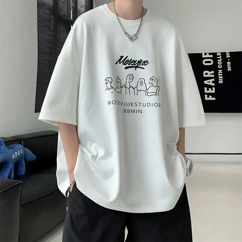 

Funny T-shirt for Men Harajuku Fashion Hong Kong Style Print T Shirt Hip Hop Streetwear 90s Short Sleeve Tee Cotton Oversize Top
