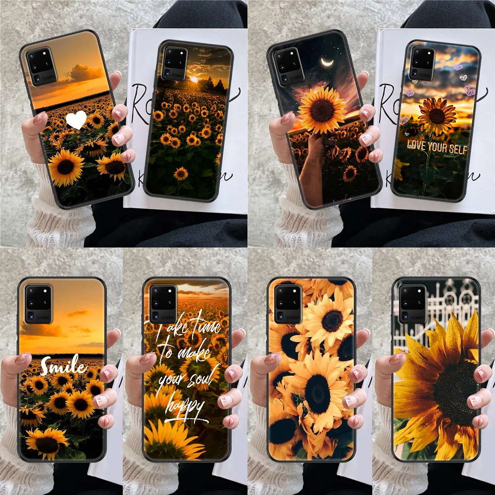 Sunflower Yellow Flower Phone case For Samsung Galaxy Note 4 8 9 10 20 S8 S9 S10 S10E S20 Plus UITRA Ultra black painting bumper | Мобильные