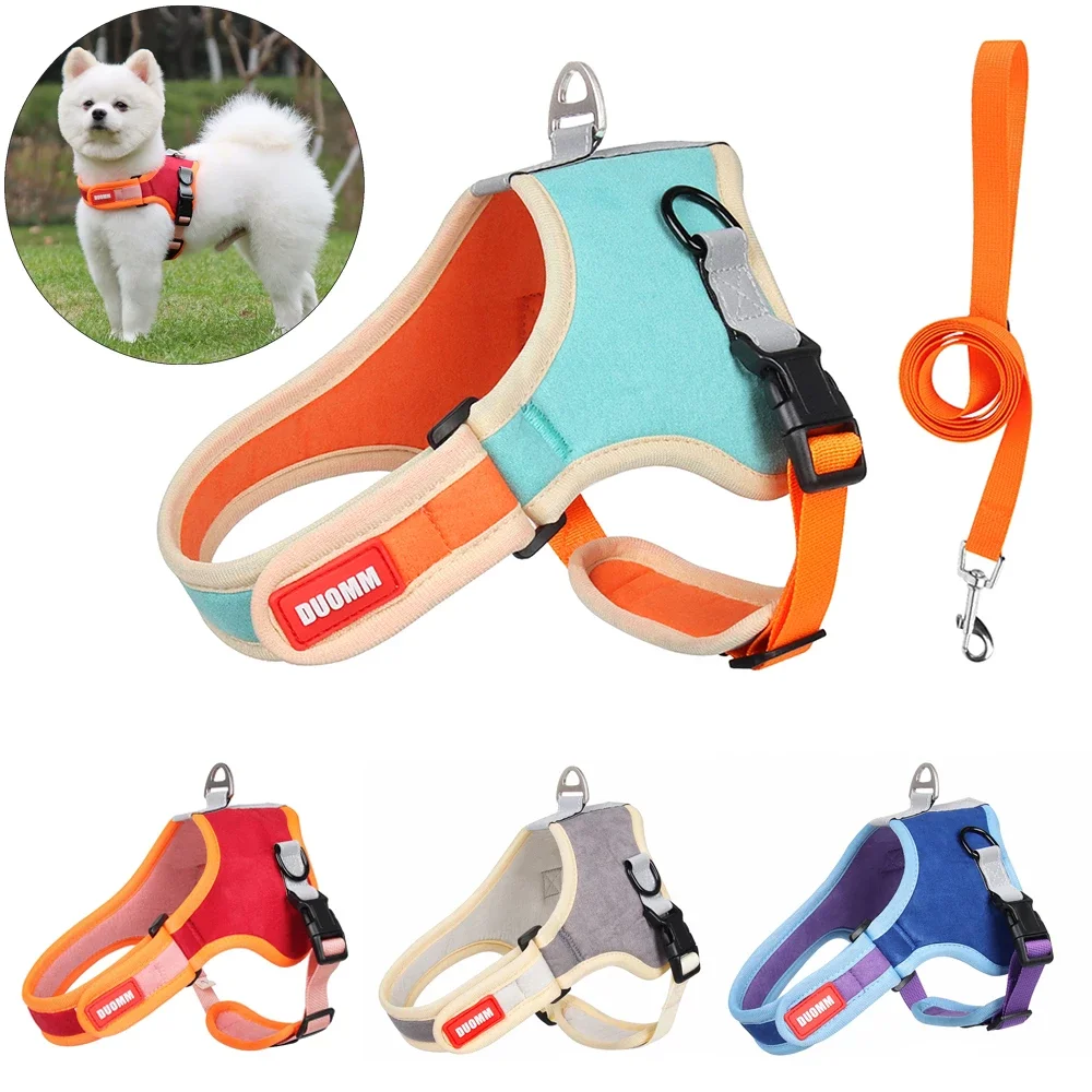 

Pet Chest Harness Pet Reflective Leash Suede for Dog Outdoor Walks for Safe Travel Adjustable Dog Harness Pet Supplies