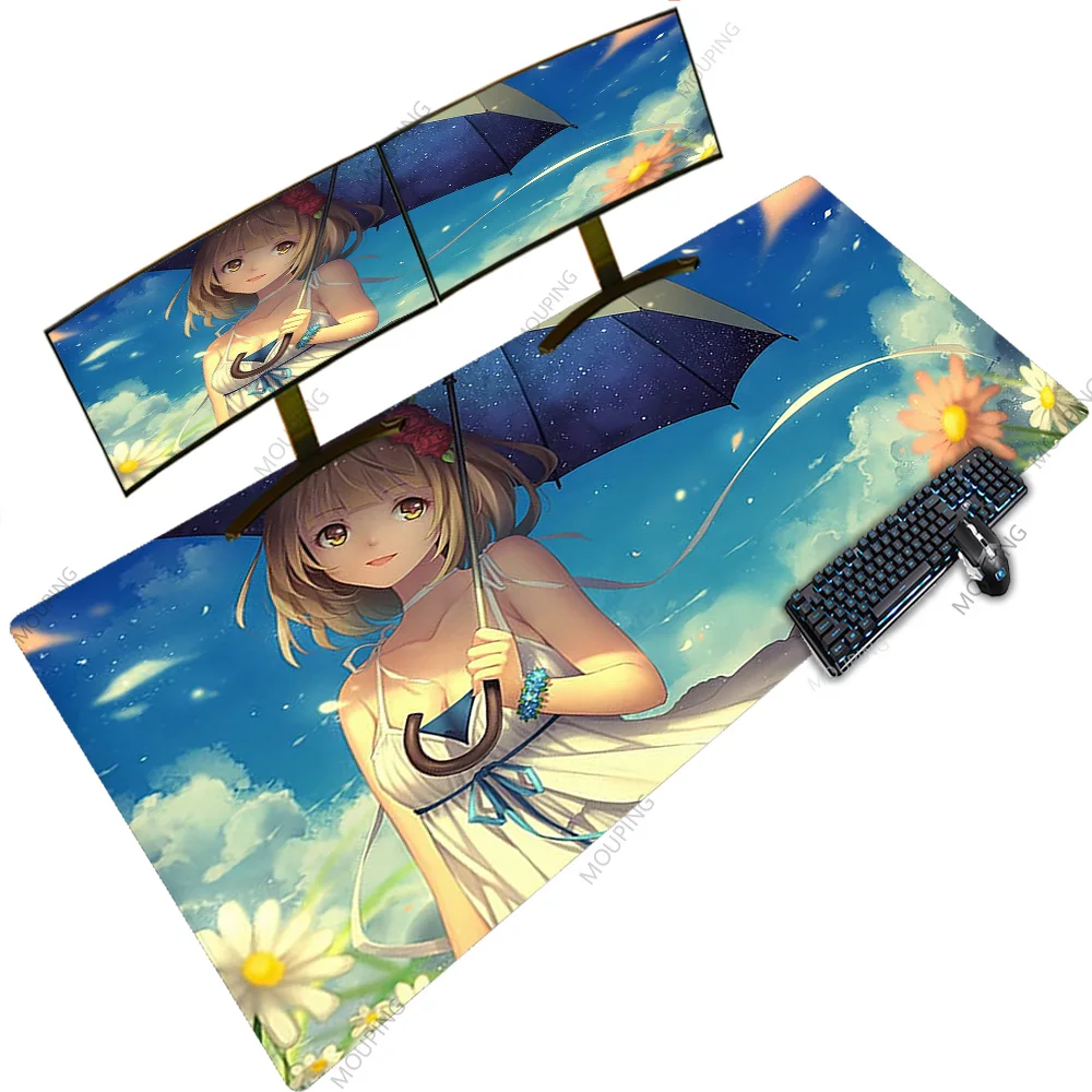 

Anime Style Gamer Girl Kwaii Mause Pad Desk Office Items Mice Speed LED Game Keyboard Deskpad Office Table Mats Computer Miuse