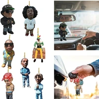 hip hop style figure car pendant ornaments rearview mirror hanging decoration acrylic funny car interior decoration key chain