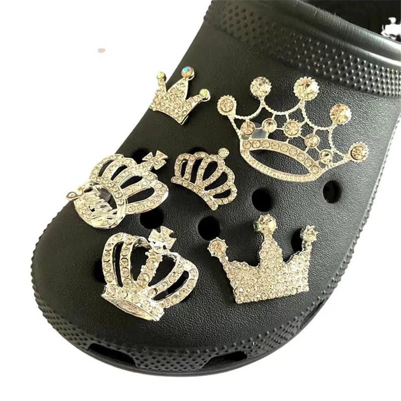 

Bling Metal Croc Shoe Charms Women Butterfly Queen Crown Shoe Decorations Girl Flower Rhinestone Chains Wristband Accessories